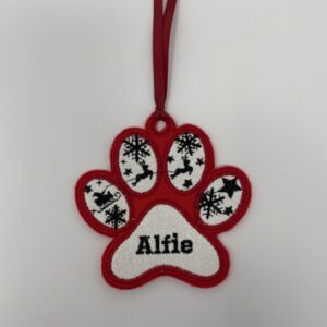 Personalised Dog Paw Bauble Jadens Gifts based Norfolk, Suffolk, Cambridgeshire and Essex